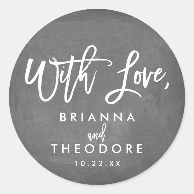 Chic Hand Lettered Wedding With Love Favor Label (Front)