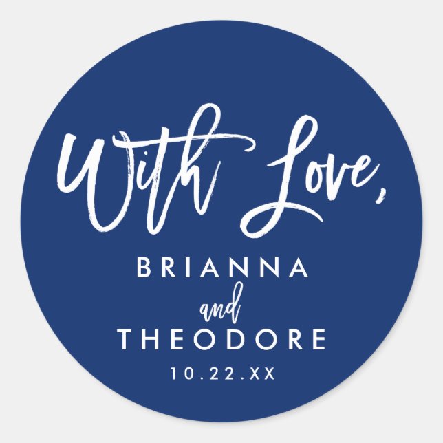 Chic Hand Lettered Wedding With Love Favor Label (Front)