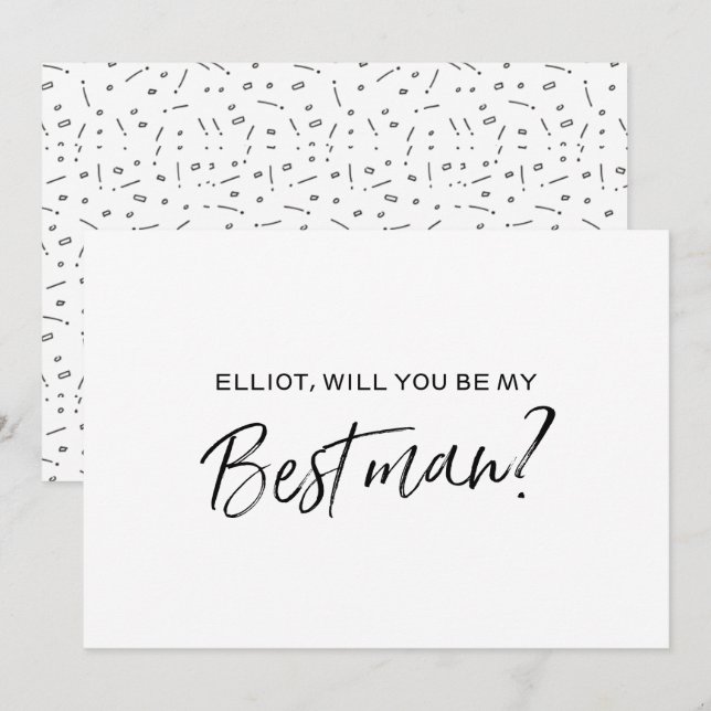 Chic Hand lettered "Will you be my best man" Invitation (Front/Back)