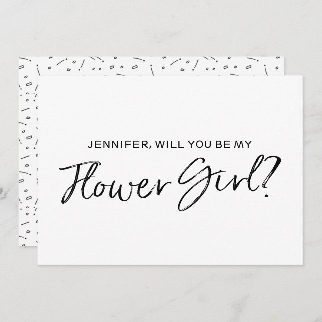 Chic Hand lettered "Will you be my flower girl" Invitation (Front/Back)