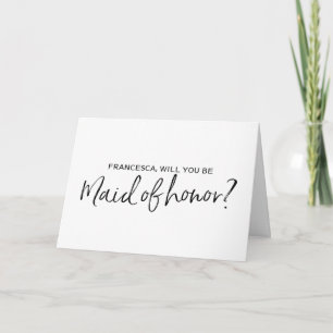 Chic Hand lettered Will you be my maid of honor Invitation