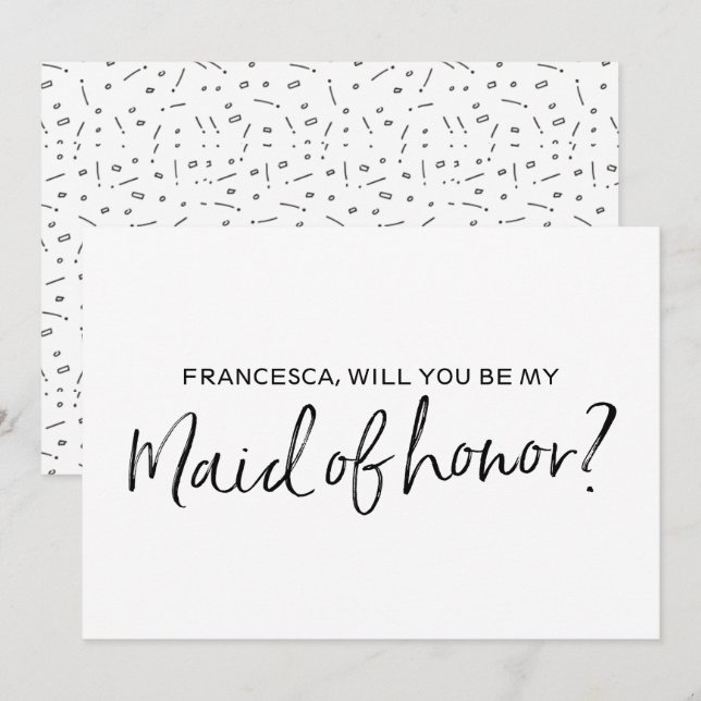 Chic Hand lettered "Will you be my maid of honor" Invitation (Front/Back)