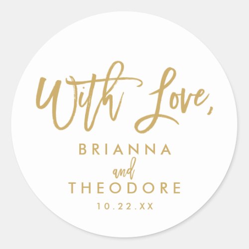 Chic Hand Lettered With Love Favor Label Gold