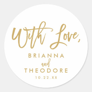 Chic Hand Lettered With Love Favor Label Gold
