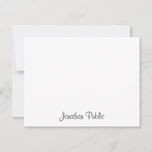 Chic Hand Script Name Text Simple Design Flat Note Card