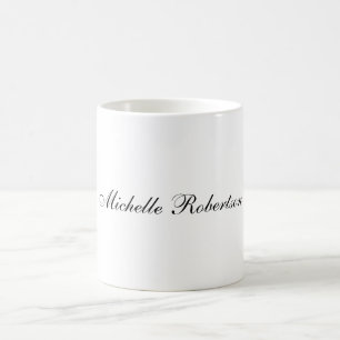 Chic Handwriting Black White Plain Minimalist Coffee Mug