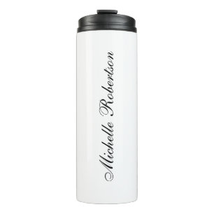 Chic Handwriting Black White Plain Minimalist Thermal Tumbler