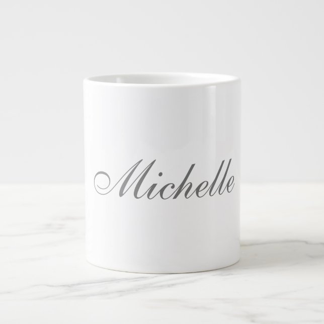 Chic Handwriting Classical Plain Minimalist Giant Coffee Mug (Front)
