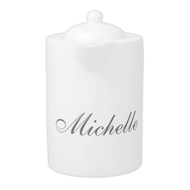 Chic Handwriting Classical Plain Minimalist Teapot (Front)