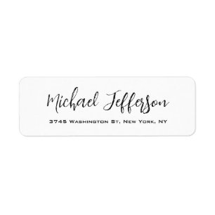Chic Handwriting Creative Trendy Black & White Label