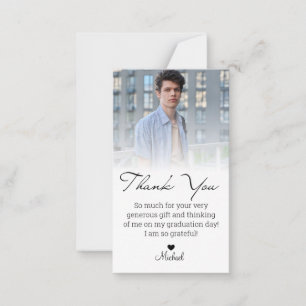 chic handwriting photo thank you graduation note card