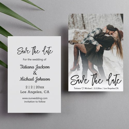 chic handwriting snowflakes winter photo wedding save the date