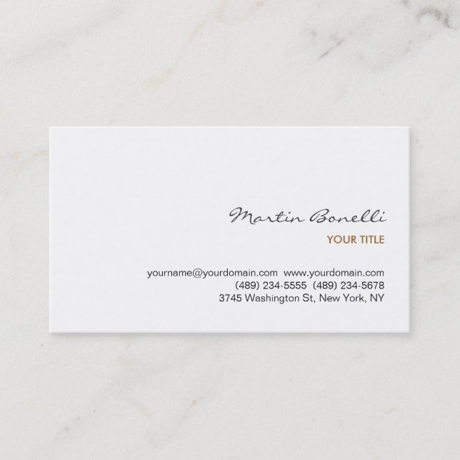 Chic Handwriting Sophisticated White Business Card (Front)