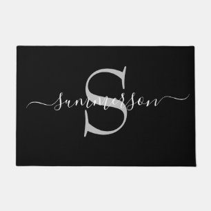 Chic Handwritten Calligraphy Monogram Script Doormat