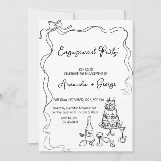 Chic Handwritten Engagement Announcement wedding (Front)