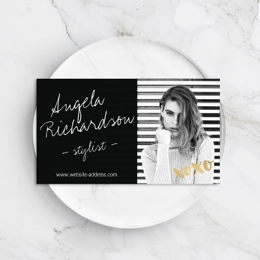 Customizable Chic Handwritten Fashion Stylist Actor Model Photo Business Card