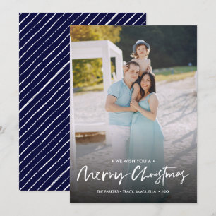 Chic handwritten merry christmas vertical photo invitation