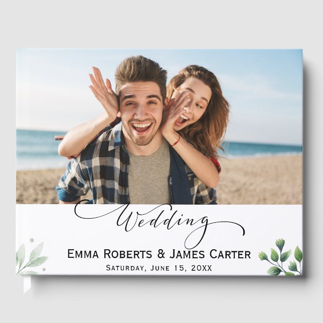 Chic Handwritten Photo Guest Book (Front)