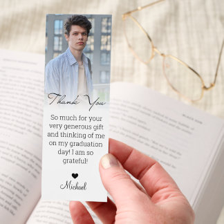 chic handwritten photo thank you graduation bookmarks