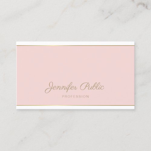 Chic Handwritten Script Blush Pink Gold Template Business Card