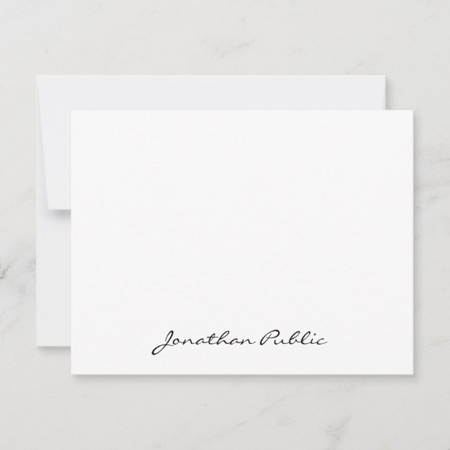 Chic Handwritten Script Name Text Simple Design Note Card (Front)