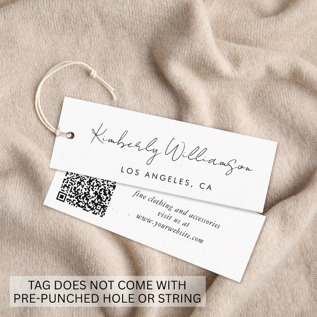 Chic Handwritten Script QR Code Clothing Hang Tag (Chic Handwritten Script QR Code Clothing Hang Tag)