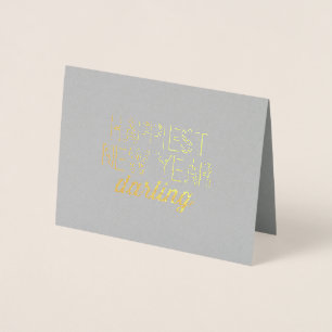 Chic Happiest New Year Darling Holiday Foil Card