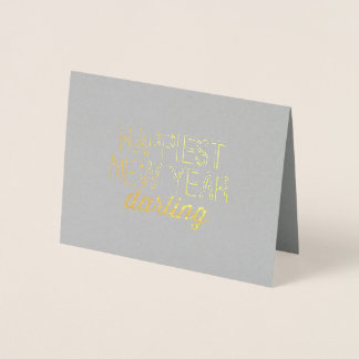 Chic Happiest New Year Darling Holiday Foil Card