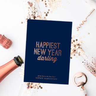 Chic Happiest New Year Foil Holiday Card