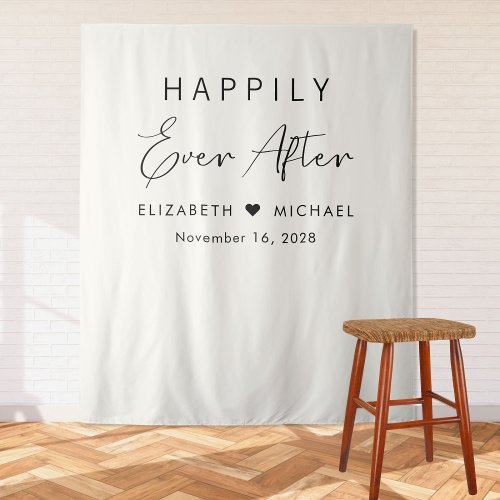 Chic Happily Ever After Cream Wedding Tapestry