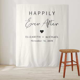 Chic Happily Ever After Cream Wedding Tapestry