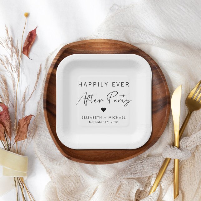 Chic Happily Ever After Party Wedding Reception Paper Plates (Creator Uploaded)