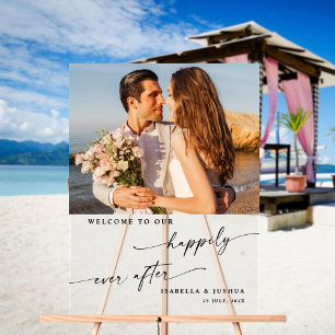 Chic Happily Ever After Party Wedding Welcome Acrylic Sign