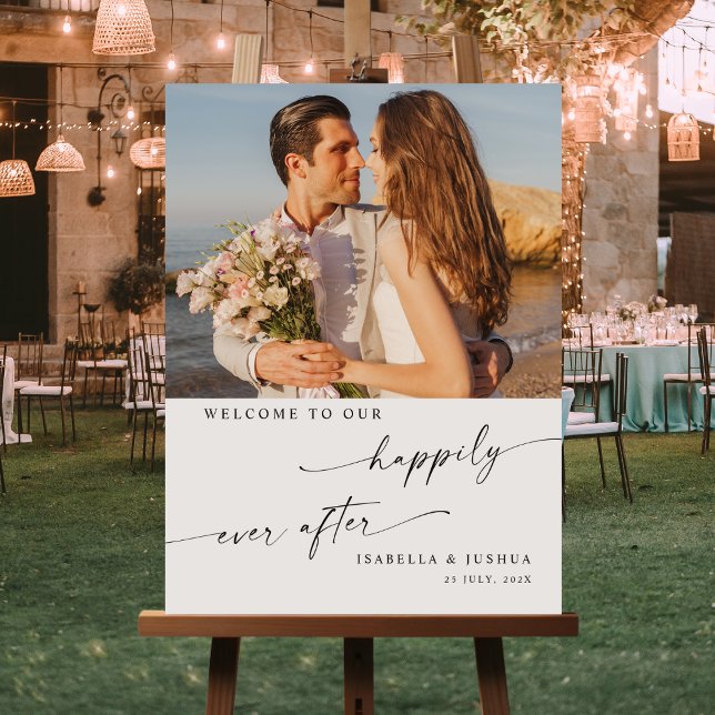 Chic Happily Ever After Party Wedding Welcome sign (Creator Uploaded)