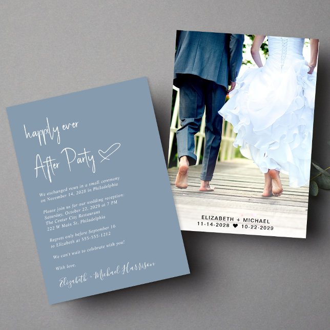 Chic Happily Ever After Photo Wedding Reception Invitation (Creator Uploaded)
