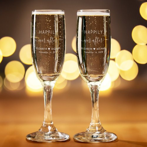 Chic Happily Ever After Wedding Champagne Flute