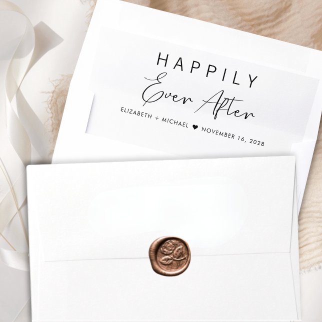 Chic Happily Ever After Wedding Envelope Liner (Creator Uploaded)