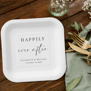 Chic Happily Ever After Wedding Paper Plates
