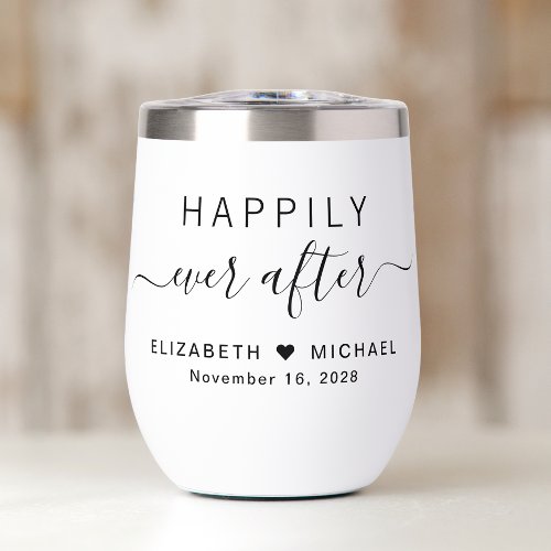 Chic Happily Ever After Wedding Thermal Wine Tumbler