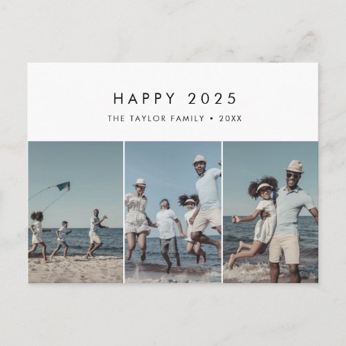 Chic Happy 2023 New Year In Review 3 Photo Holiday Postcard