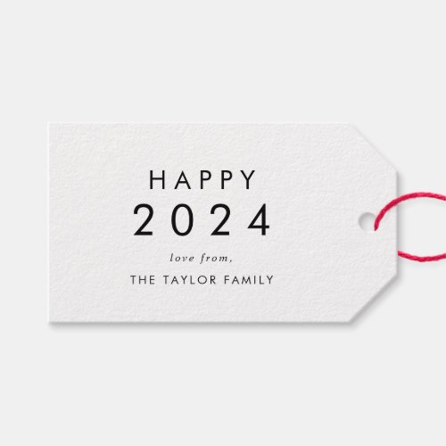 Chic Happy 2024 New Year Family Holiday Gift Tags