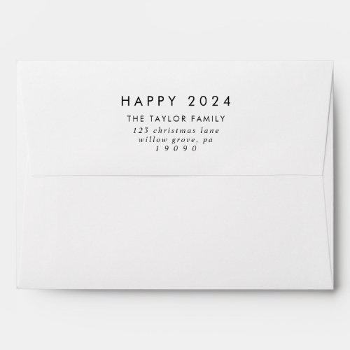 Chic Happy 2024 New Years Card Envelope