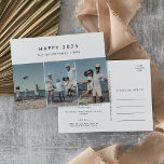 Chic Happy 2025 New Year In Review 3 Photo Holiday Postcard<br><div class="desc">This chic happy 2025 new year in review 3 photo holiday postcard is the perfect simple holiday greeting. The simple design features classic minimalist black and white typography with a rustic boho feel. Personalize your postcard with 3 photos, your family name, first names, and year. Include a year in review...</div>