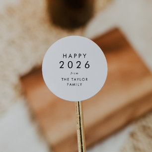 Chic Happy 2026 New Year Holiday Gift Classic Round Sticker