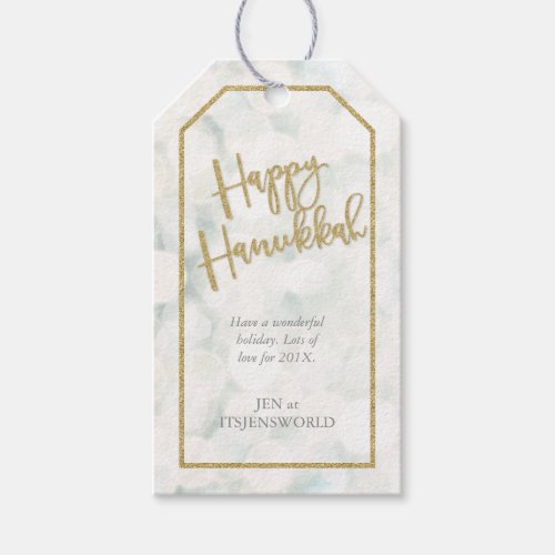 Chic Happy Hanukkah White and Gold Label