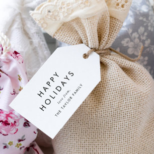 Chic Happy Holidays Family Christmas Gift Tags