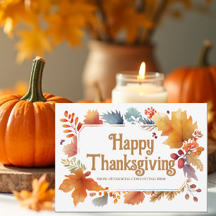 Chic Happy Thanksgiving Customized Company Holiday Card