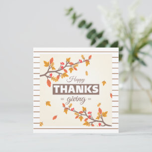 Chic Happy Thanksgiving with Tree and leaves Fall Invitation