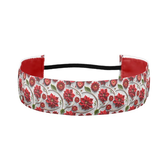 Chic Harmony 'Poinsettia on White' Athletic Headband (Front)