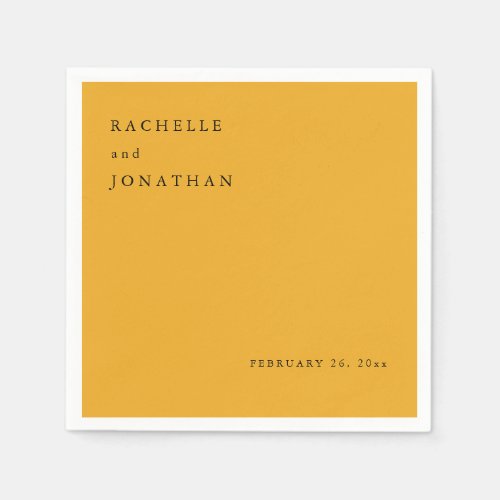 Chic Harvest Gold White Simple Wedding Napkins